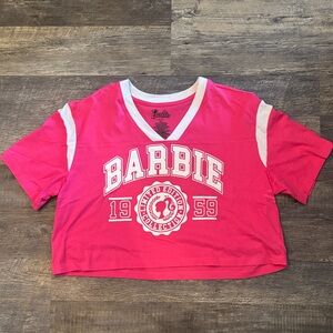 Barbie Hot Pink and White Crop Top